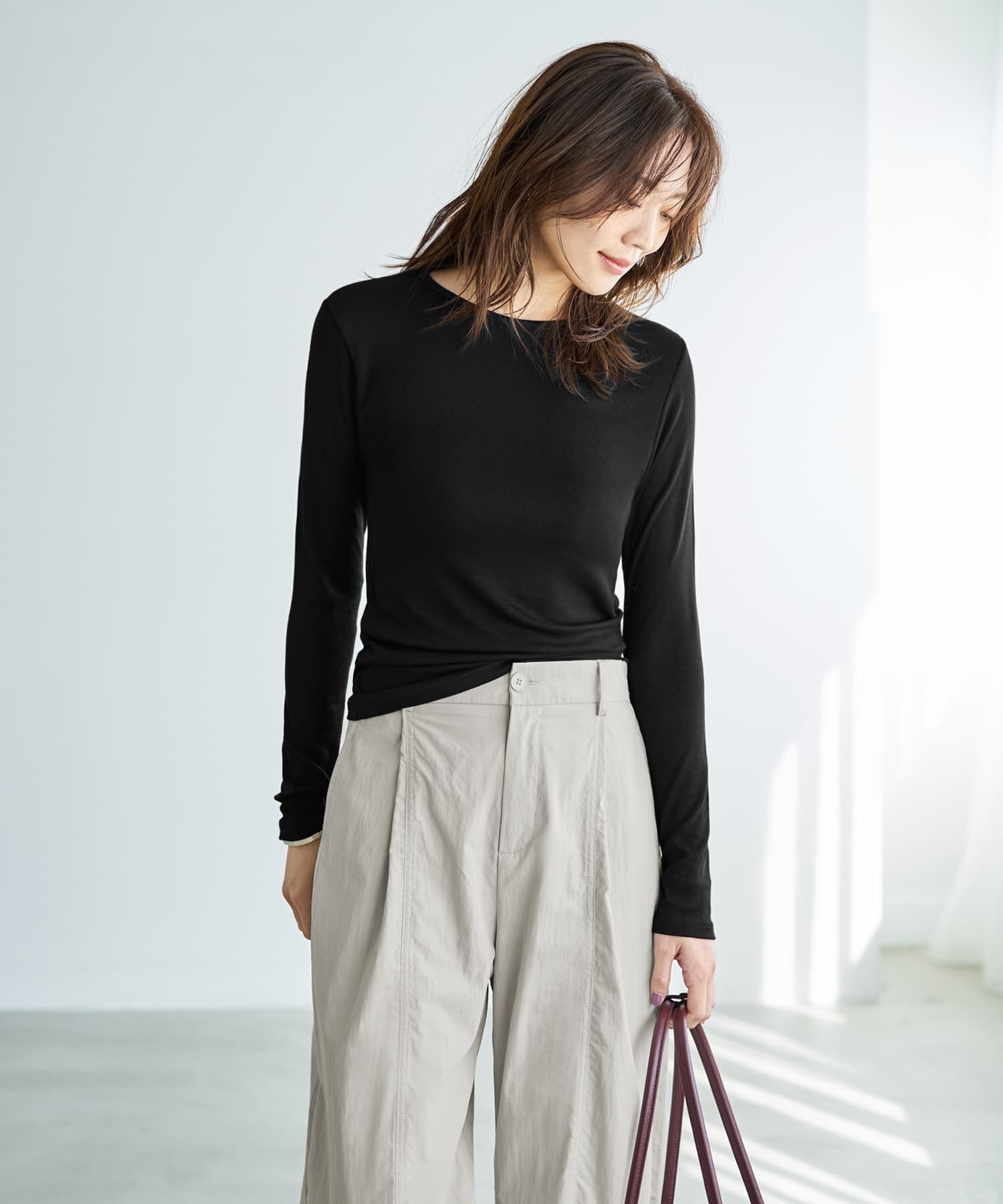 人気ファッションメンズ|【スタイルデリ/STYLE DELI】 とろみ薄リブクルーネックトップス