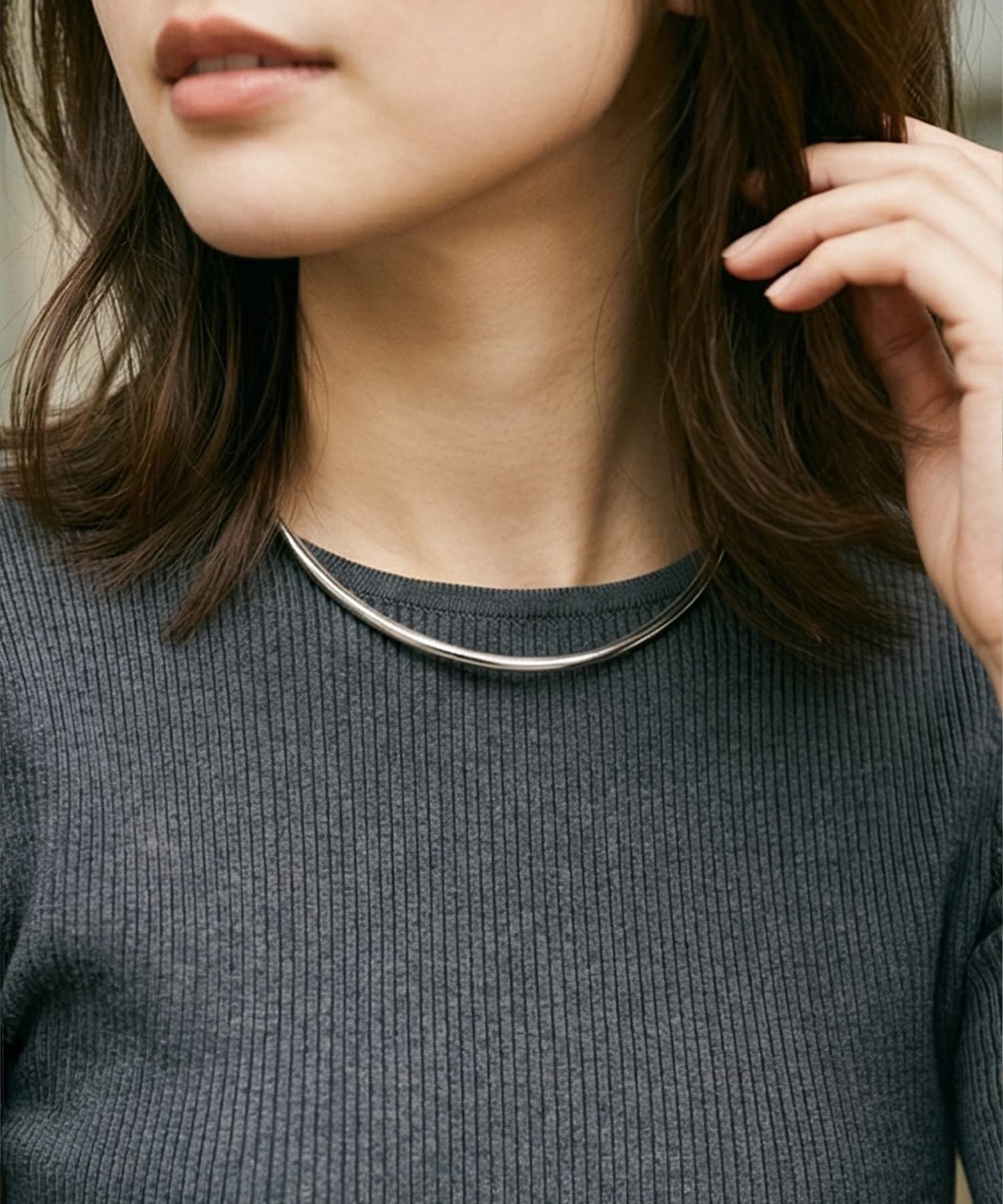 【スタイルデリ/STYLE DELI】 【DELI by】ポリッシュメタルミニマルチョーカーネックレス