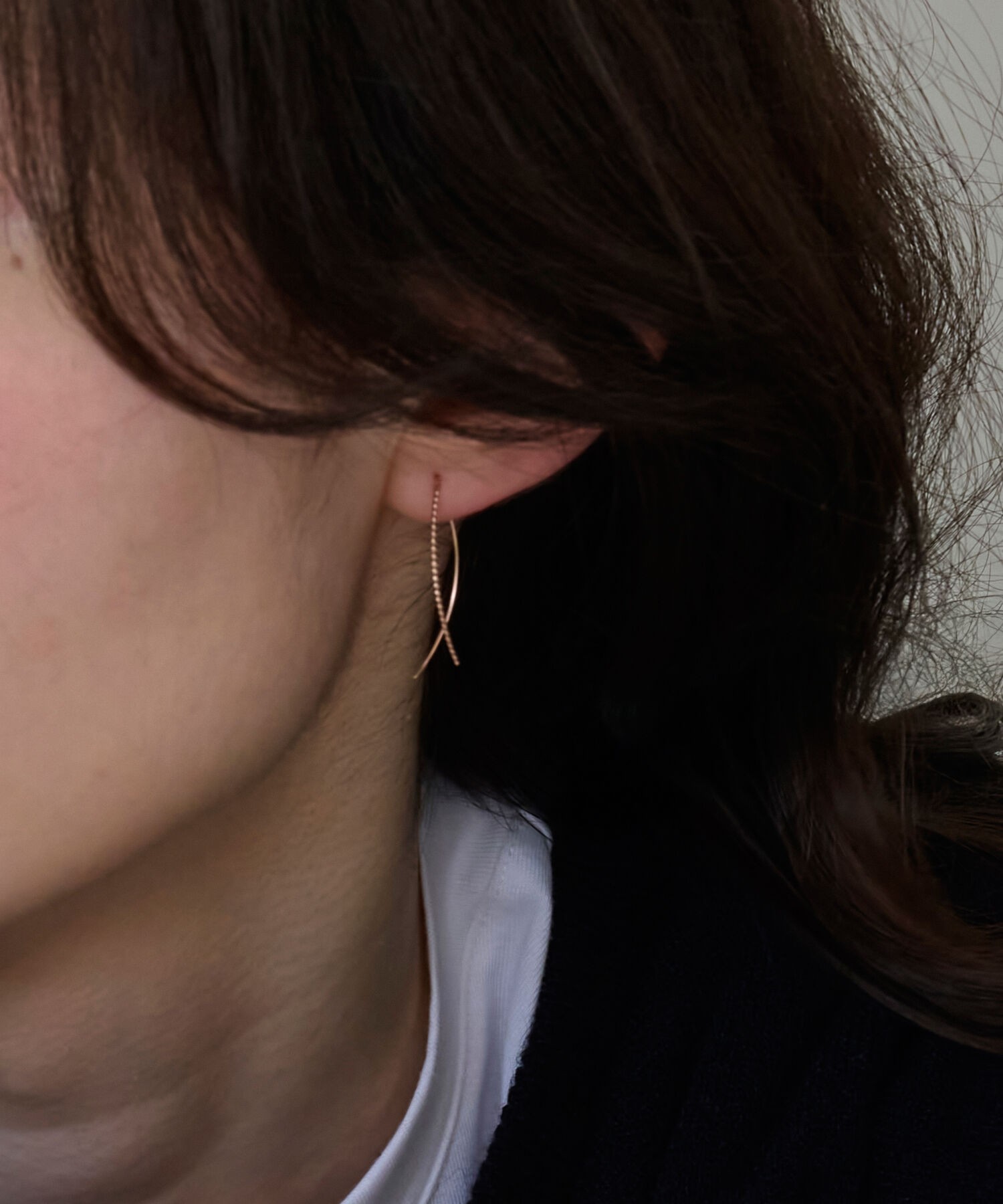 【フィービィー/Phoebe】 【K10】クロスラインアメリカンピアス ローズゴールド／BOX付き