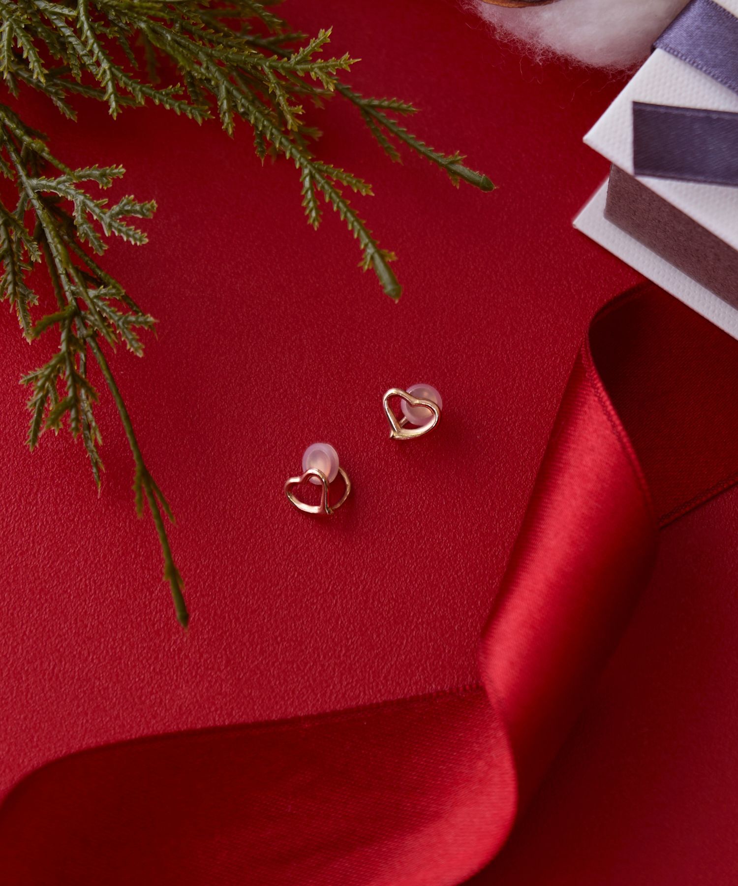 【フィービィー/Phoebe】 【K10】オープンハートイヤリング ローズゴールド/BOX付き