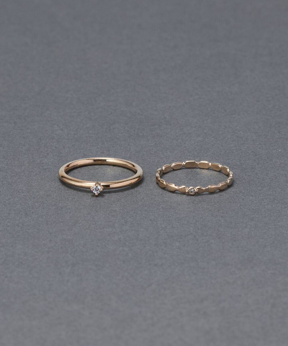 【フィービィー/Phoebe】 【金属アレルギー対応】2setグレイングリッターリング シャンパンゴールド