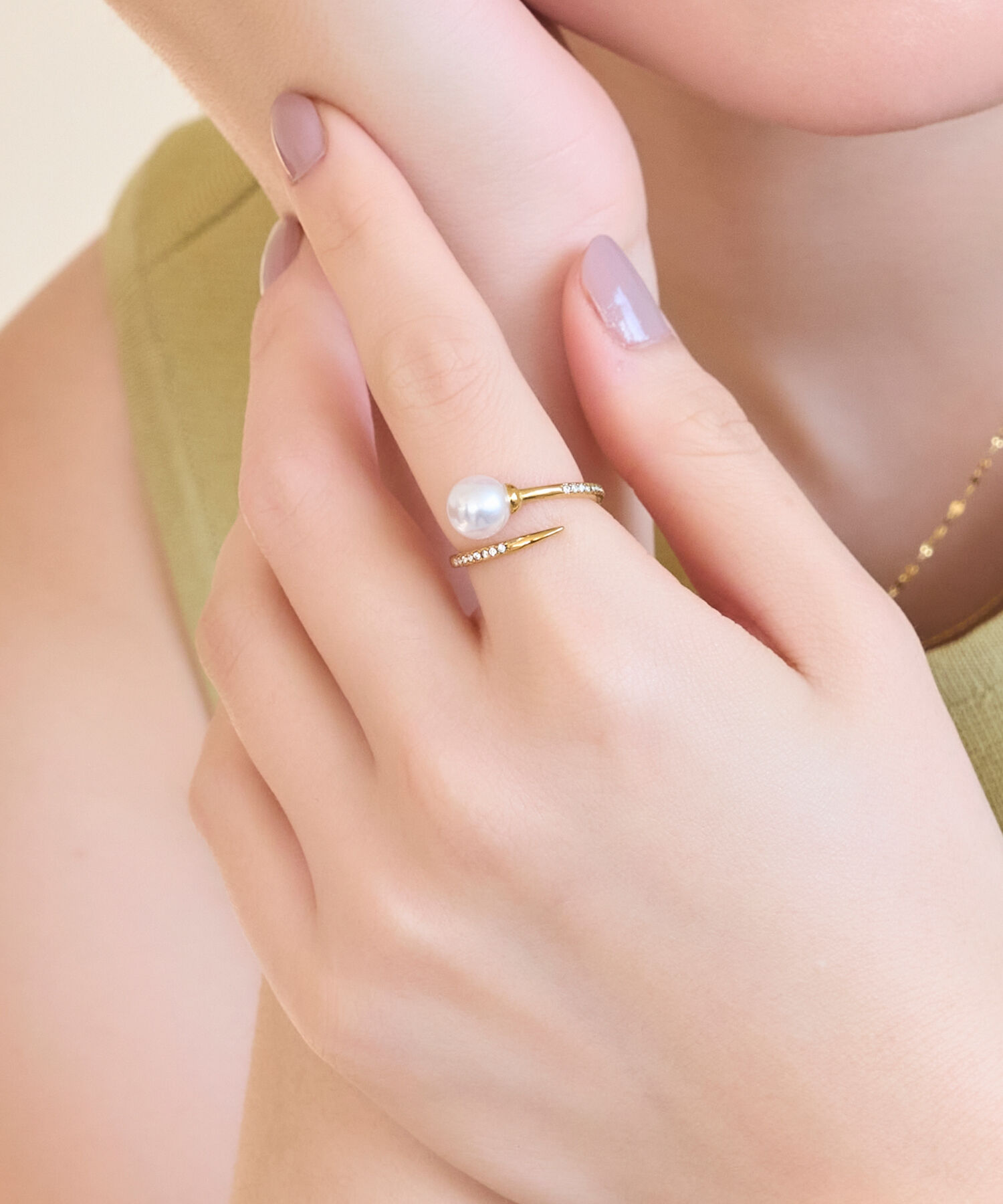 人気ファッションメンズ|【フィービィー/Phoebe】 【金属アレルギー対応】ドローラップパールビジューリング ゴールド