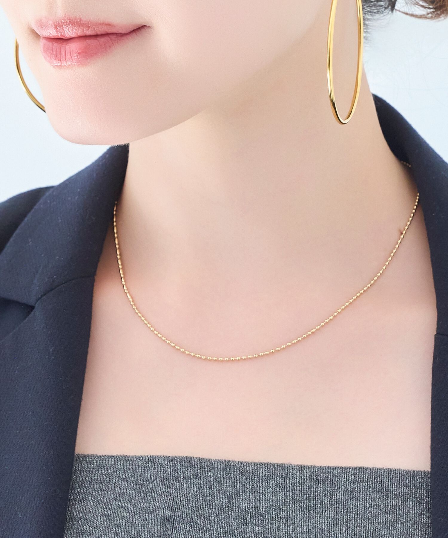 【フィービィー/Phoebe】 【金属アレルギー対応】デザインボールチェーンネックレス ゴールド