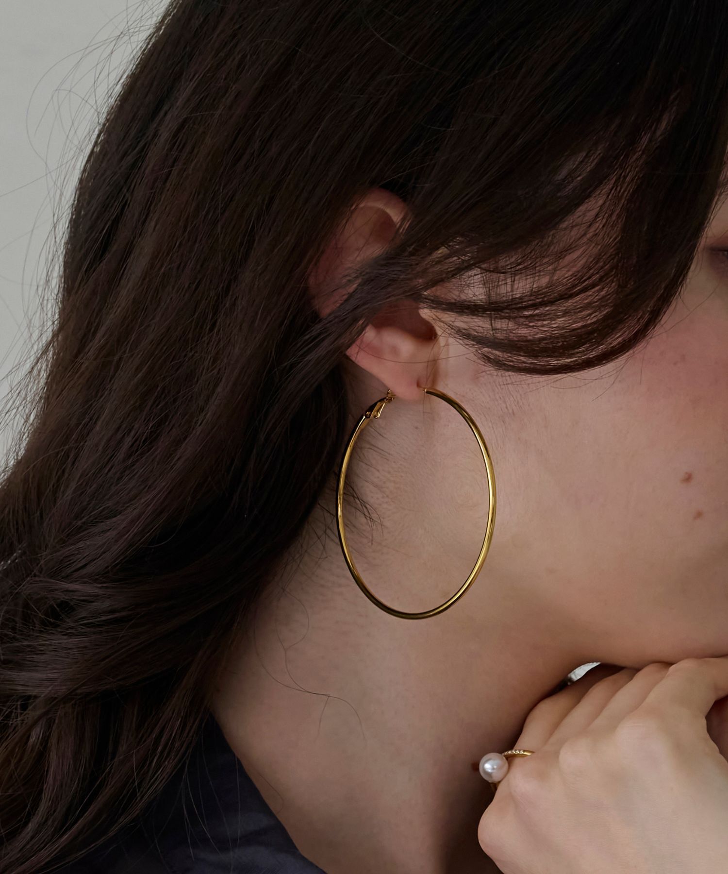 【フィービィー/Phoebe】 【金属アレルギー対応】ライトフープビッグピアス ゴールド/ステンレス/大振り