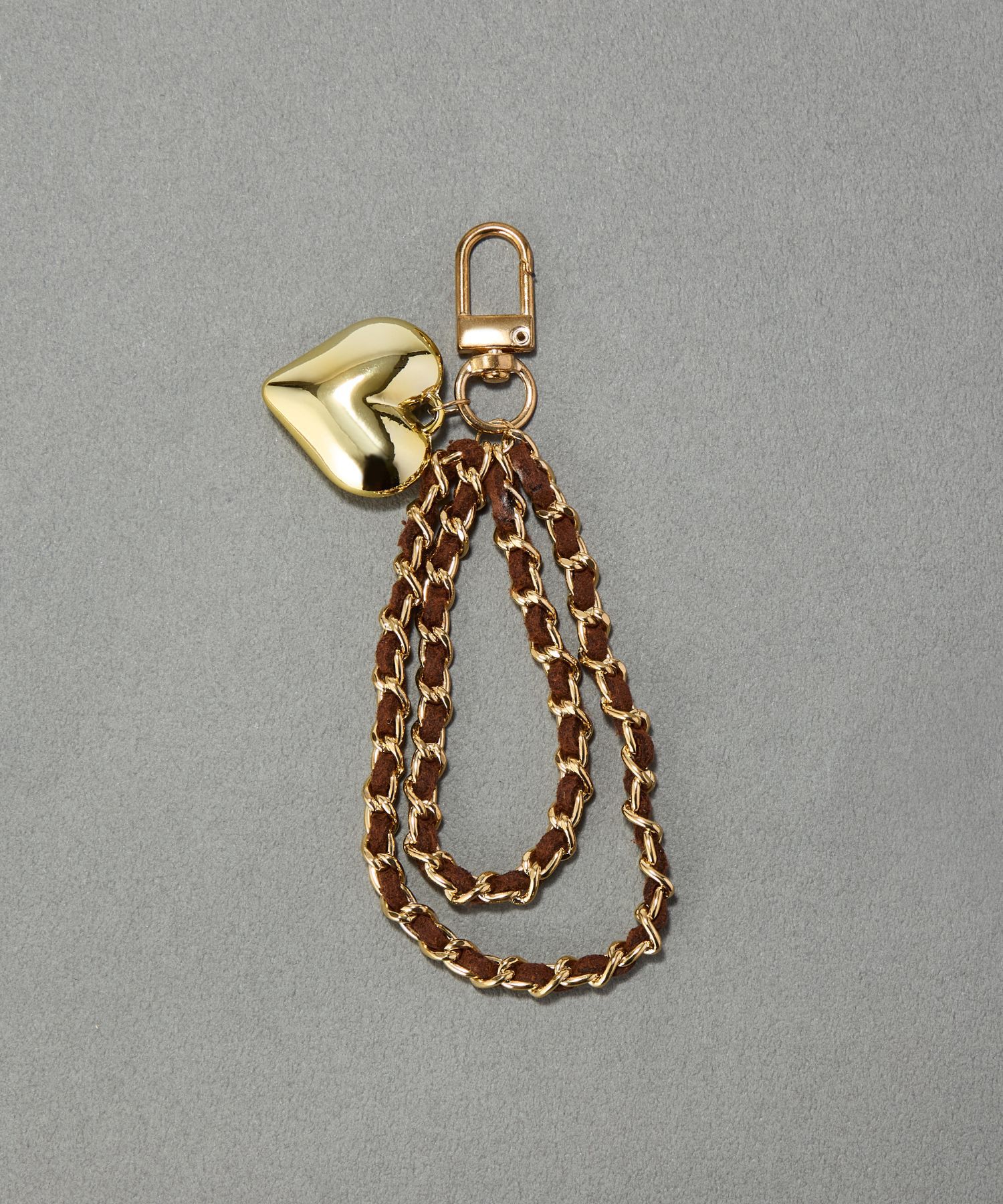 ファッションメンズのイチオシ|【フィービィー/Phoebe】 スウェードチェーンハートバッグチャーム ブラウン ゴールド