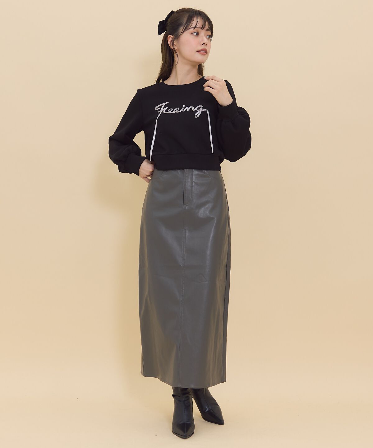 【レディアゼル/REDYAZEL】 レザーロングスカート