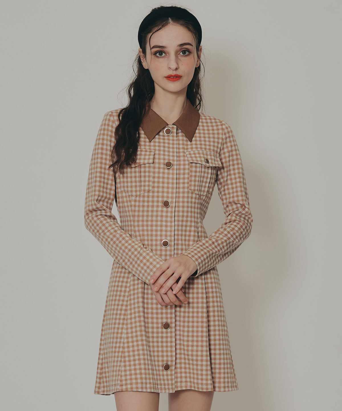 【レディアゼル/REDYAZEL】 チェックバイカラーカットミニワンピース