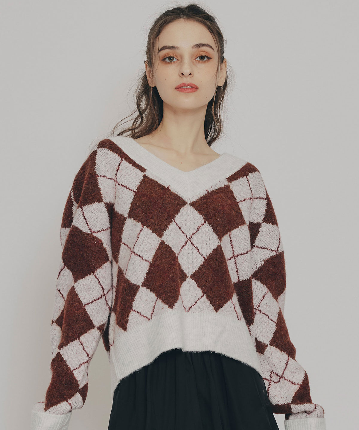 【レディアゼル/REDYAZEL】 アーガイルVネックニットプルオーバー