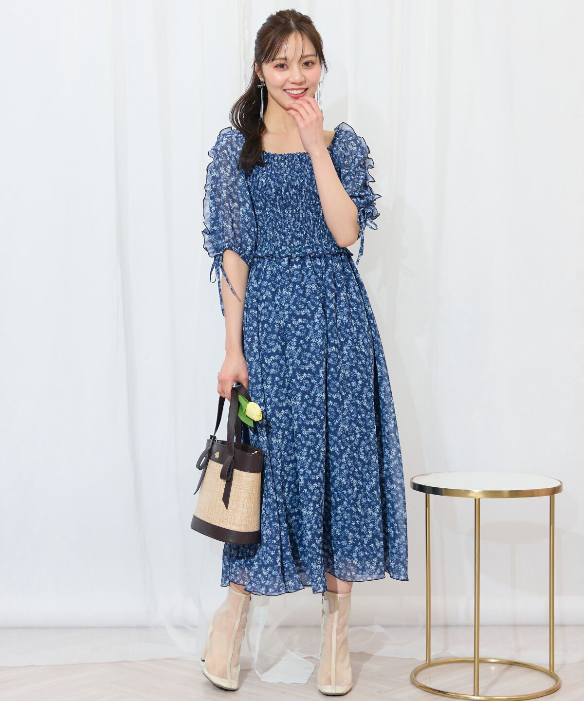 【ウィルセレクション/WILLSELECTION】 ミニフラワーシャーリングワンピース