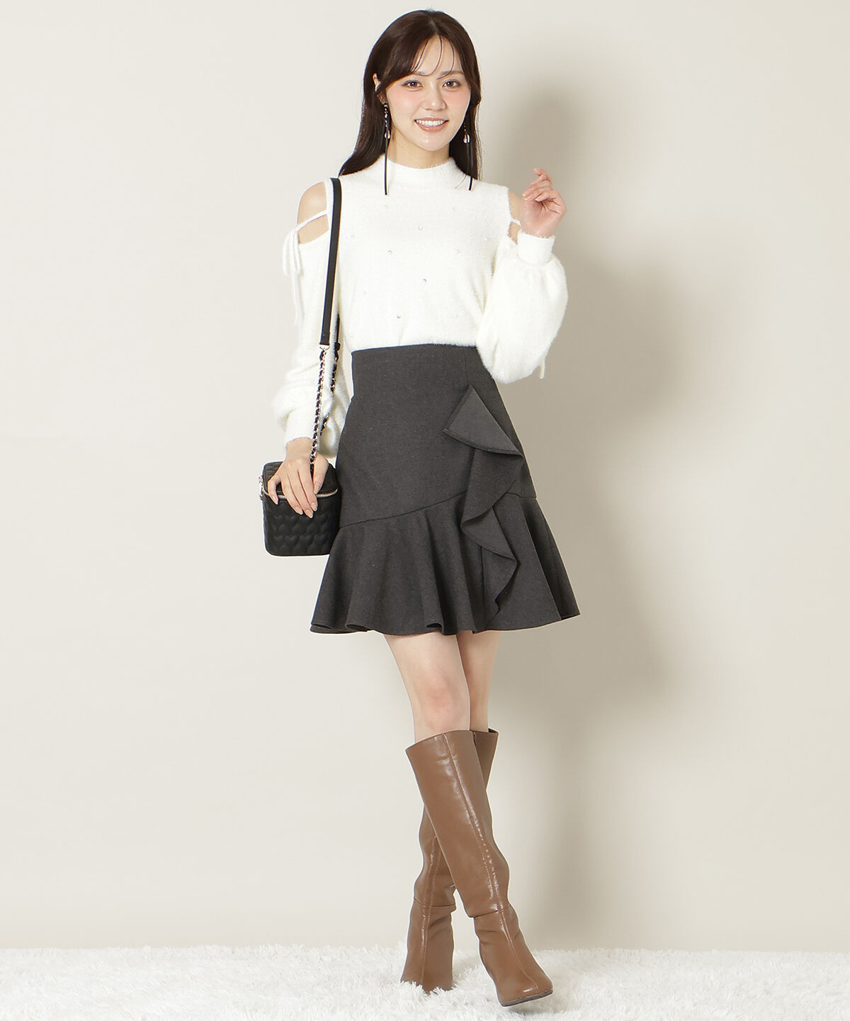 【ウィルセレクション/WILLSELECTION】 アシメラッフルフリルミニスカート