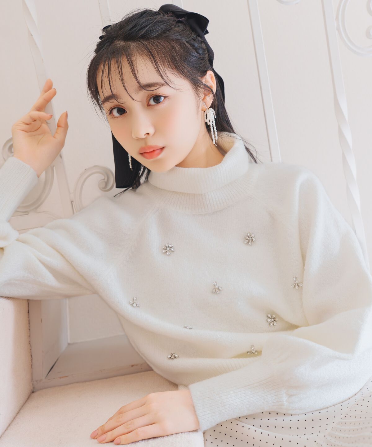 【ウィルセレクション/WILLSELECTION】 ビジューハイネックニットプルオーバー