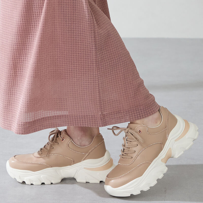 【オリエンタルトラフィック/ORiental TRaffic】 ●2025秋冬新作● ラインストーン 切替 ダッド スニーカー /OT3769 厚底