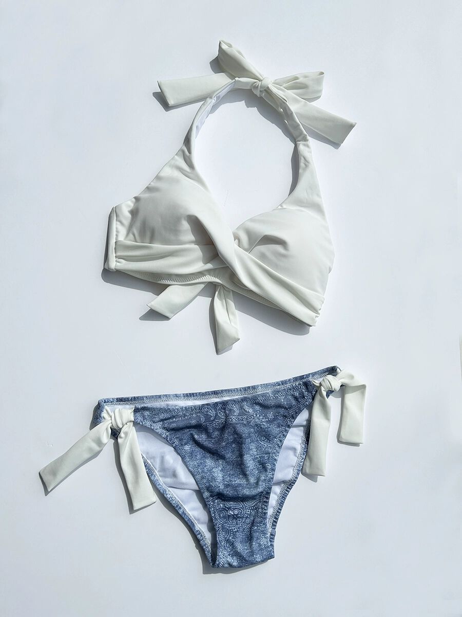 モテ系ファッションメンズ|【ピークアンドパイン/PEAK&PINE】 無地×デニムプリントサッシュクロスビキニ