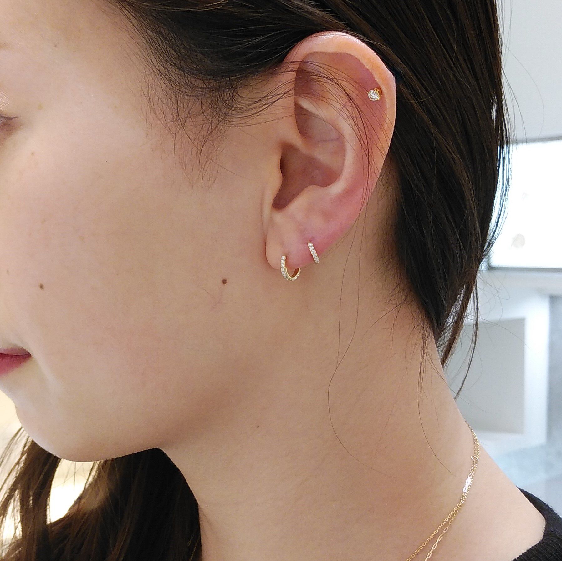 star jewelry スタージュエリークリックフープピアスk18WG