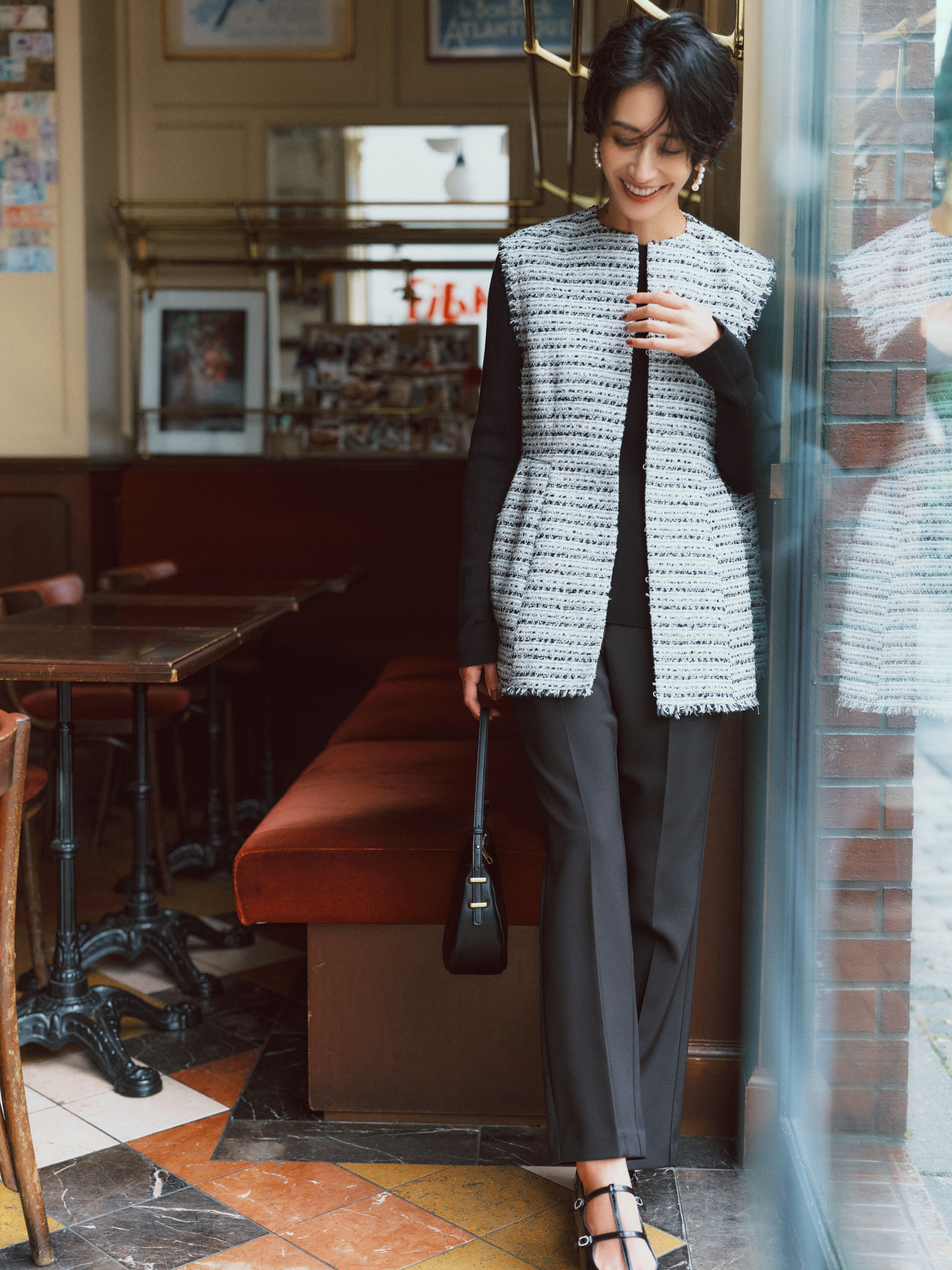 WEB限定00サイズ】ツイードベストニットプルオーバーパンツ3点SET  