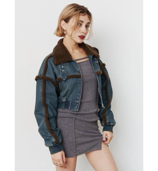 EVRIS デニムボア ブルゾン＆ミニスカート (セットアップ)