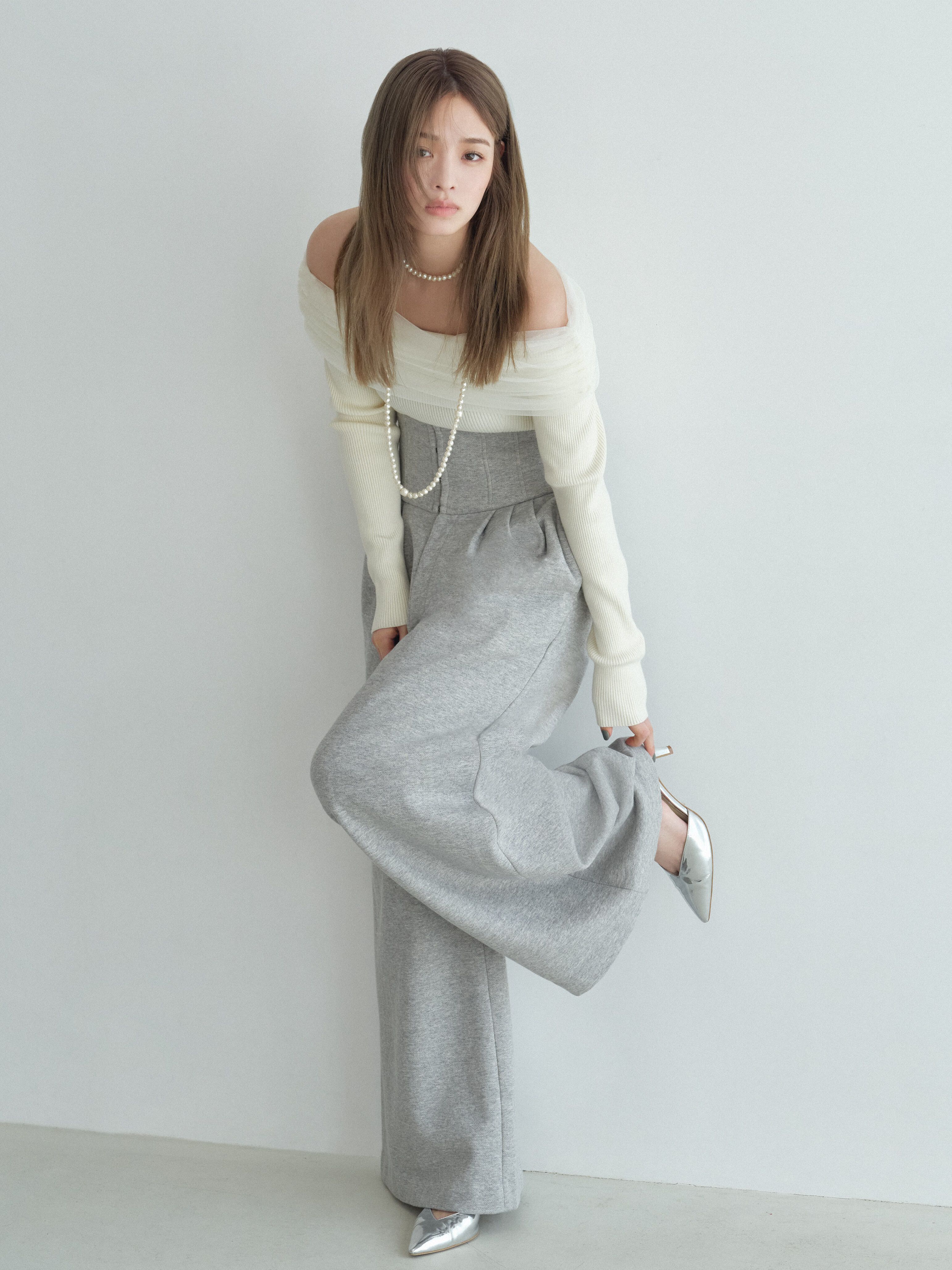 FRAY I.D 2wayチュールコンビオフショルニット 