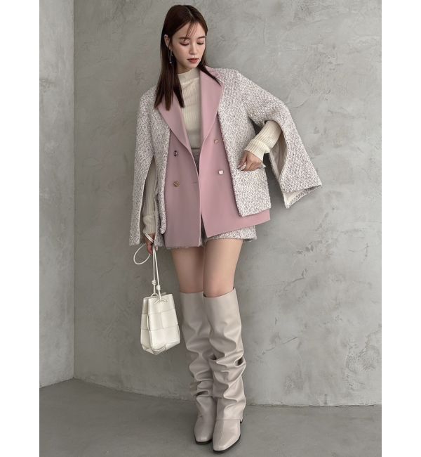 SETUP】ダブルボタンケープツイードジャケット※セットアップ対応  