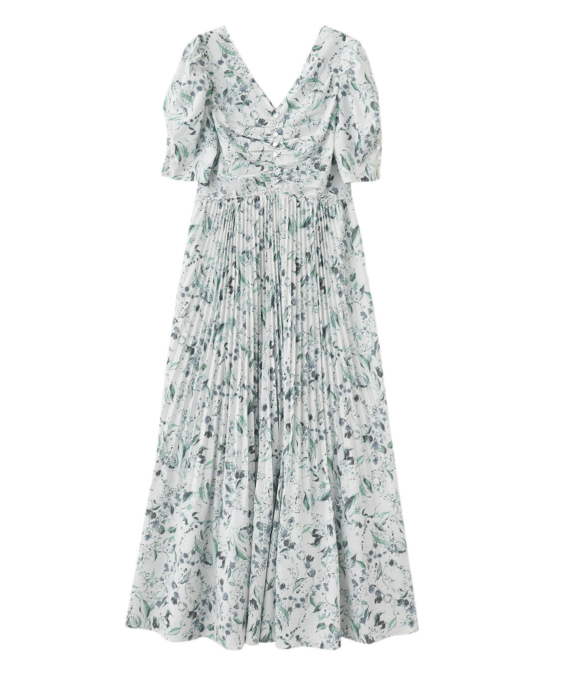 新品】ココディールフラワープリントフロントギャザーワンピース