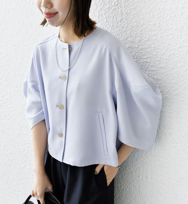 新品！SHIPS WOMEN <洗濯機可能>リネンライク ランタン袖 ジャケット シップス SHIPS 【WEB限定】〈洗濯機可能〉リネンライク