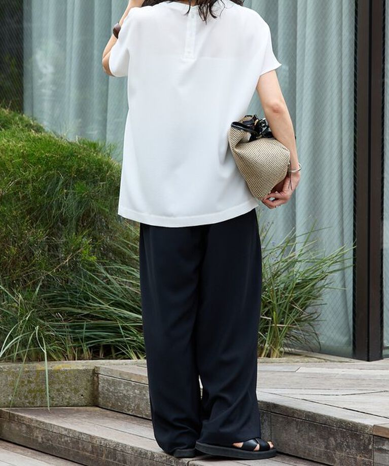  「【ウォッシャブル】テレコ切替ジョーゼットブラウス」|シャツ・ブラウス|