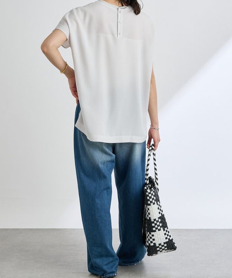  「【ウォッシャブル】テレコ切替ジョーゼットブラウス」|シャツ・ブラウス|