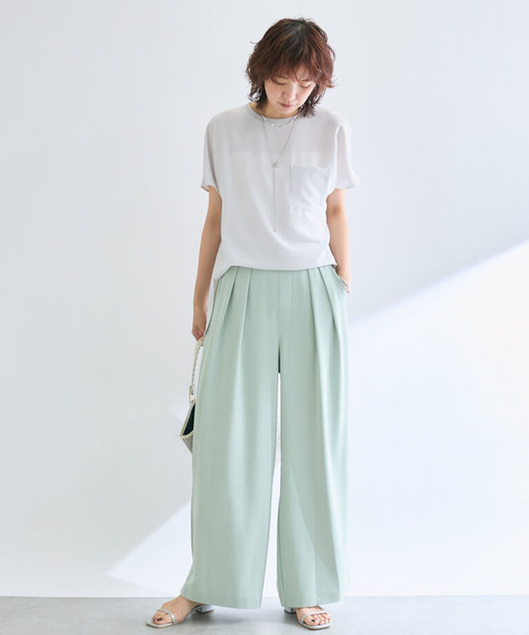  「【ウォッシャブル】テレコ切替ジョーゼットブラウス」|シャツ・ブラウス|