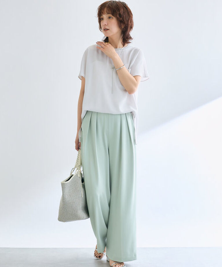  「【ウォッシャブル】テレコ切替ジョーゼットブラウス」|シャツ・ブラウス|