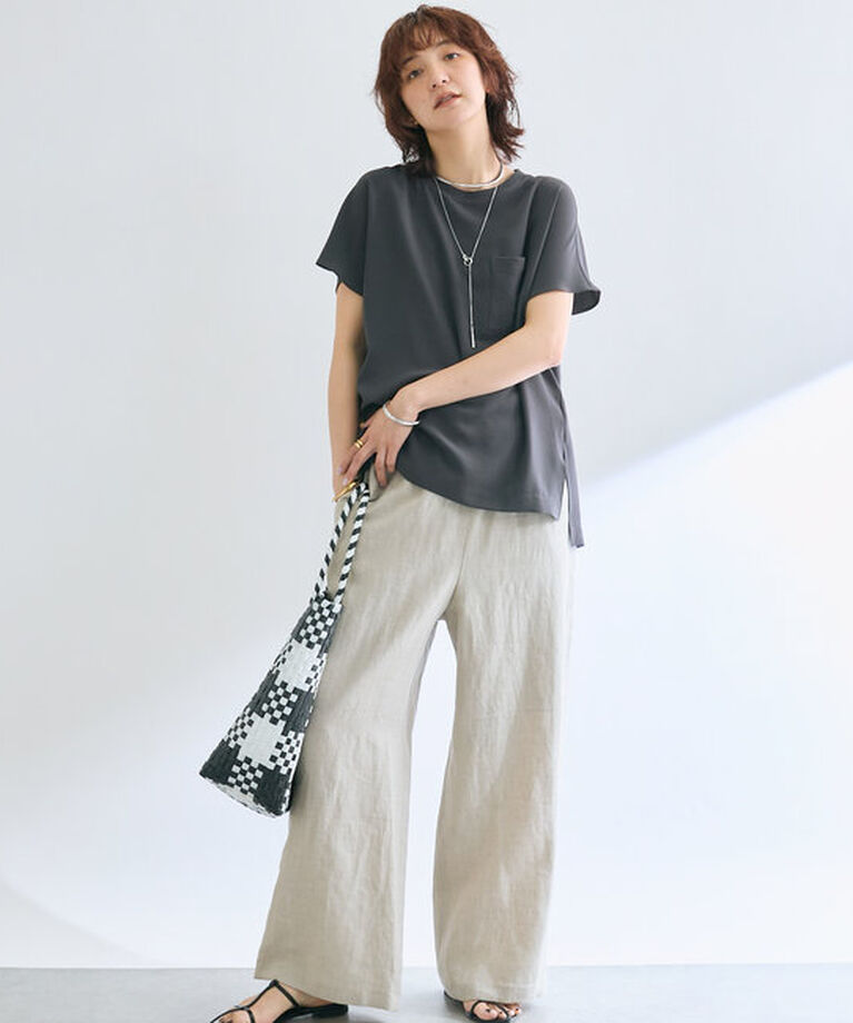  「【ウォッシャブル】テレコ切替ジョーゼットブラウス」|シャツ・ブラウス|