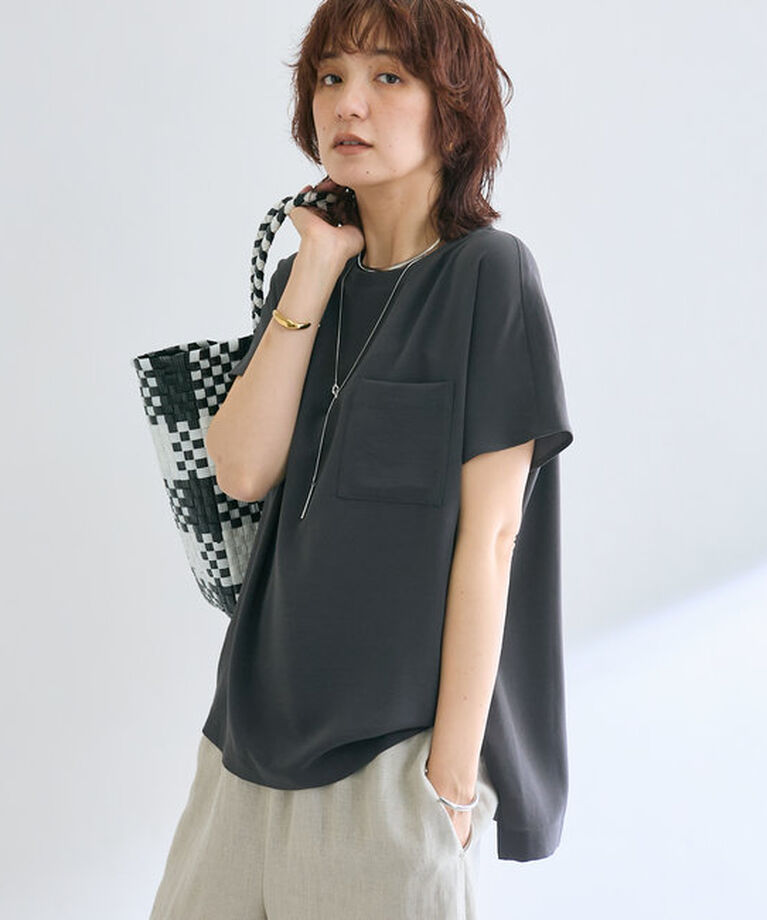  「【ウォッシャブル】テレコ切替ジョーゼットブラウス」|シャツ・ブラウス|