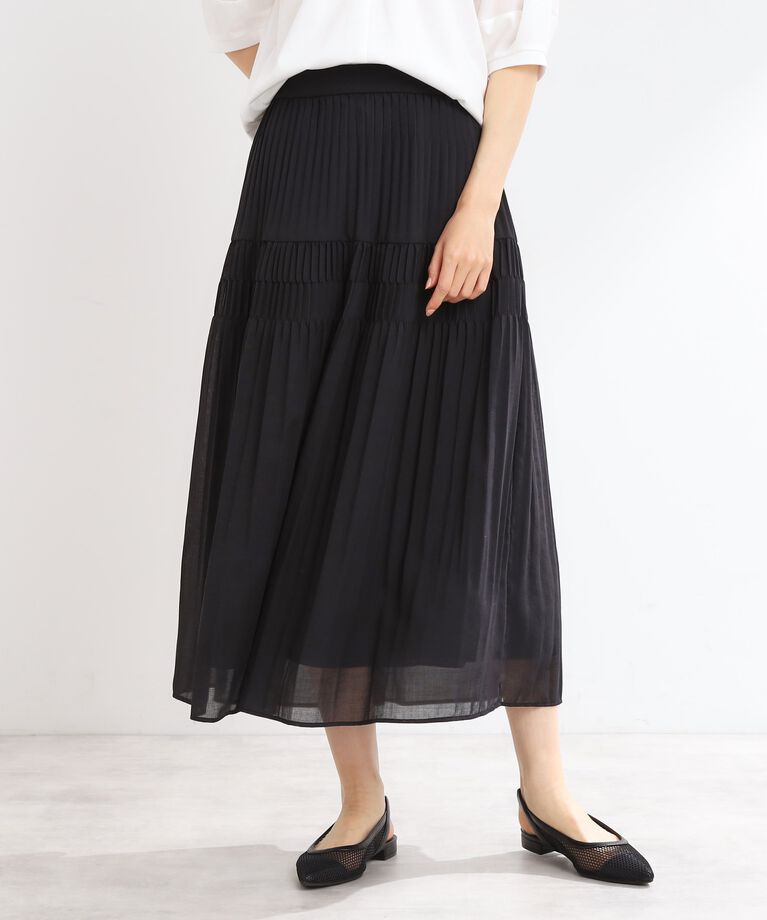 Reflect「【夏SALE／マシンウォッシュ可】プリーツティアードスカート」|スカート|ブラック(019)