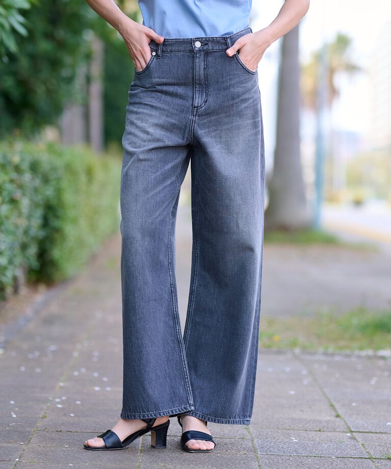 DRESSTERIOR「【大人百花春号掲載 モデル美香さん着用】ヴィンテージ加工ワイドデニムパンツ」|デニム|