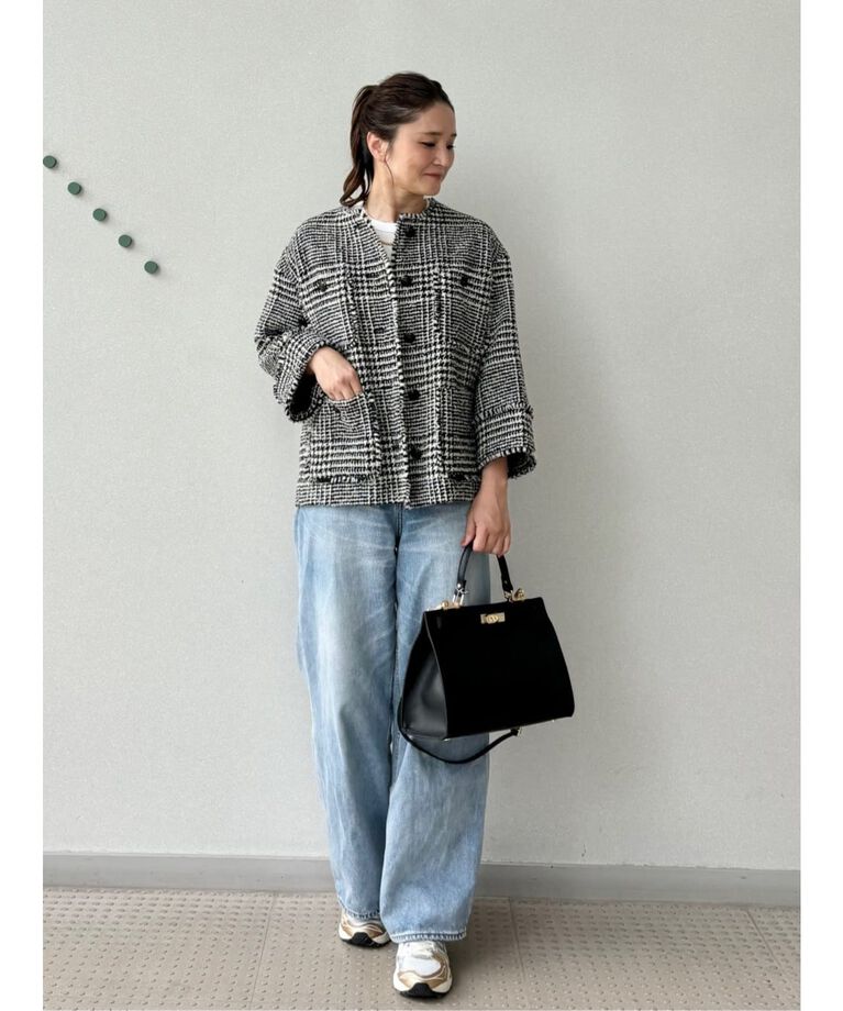 DRESSTERIOR「【大人百花春号掲載 モデル美香さん着用】ヴィンテージ加工ワイドデニムパンツ」|デニム|