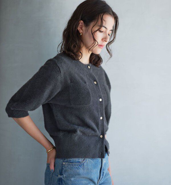 フラッフフェザー ショートスリーブ ニット カーディガン -ウォッシャブル-