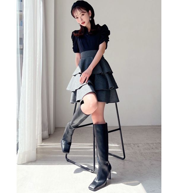 ボリュームフレアミニワンピース RESEXXY ワンピース ボリュームフレアミニワンピース : ZOZOTOWN