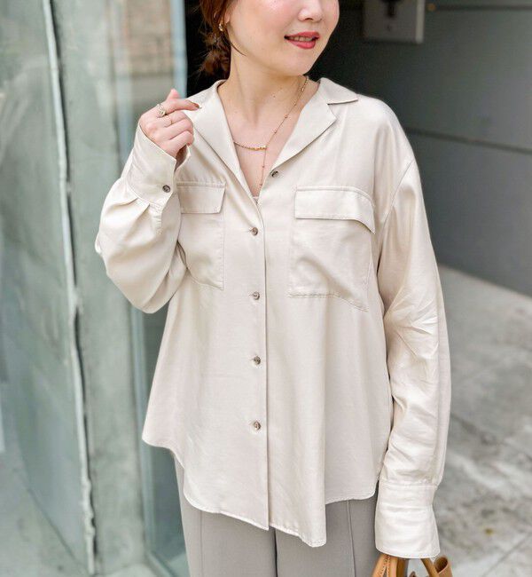 NOLLEY’S/《セットアップ対応》ウォッシャブルフィブリルサテンオープンカラーシャツ