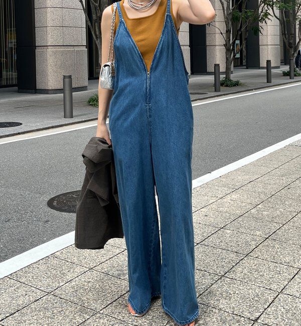 細紐デニムフロントジップサロペット｜ルミネのファッション通販