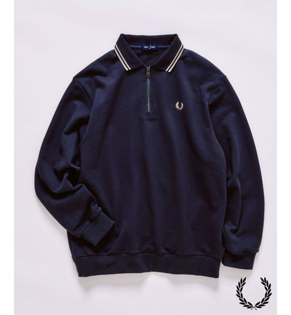 [FRED PERRY］ワンポイントロゴ刺繍 ハーフジップスウェット FRED PERRY/フレッドペリー] ワンポイントロゴ刺繍 ハーフジップ
