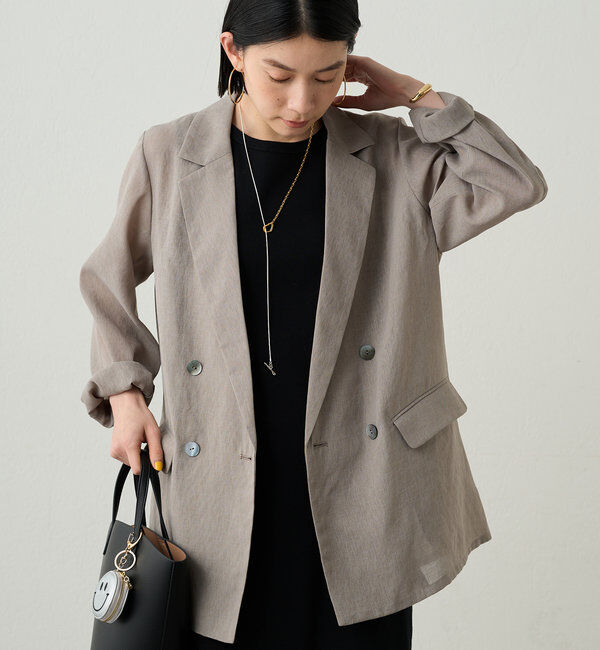 【Loungedress】リネンライクシアージャケット セール】リネンライクシアージャケット（テーラードジャケット