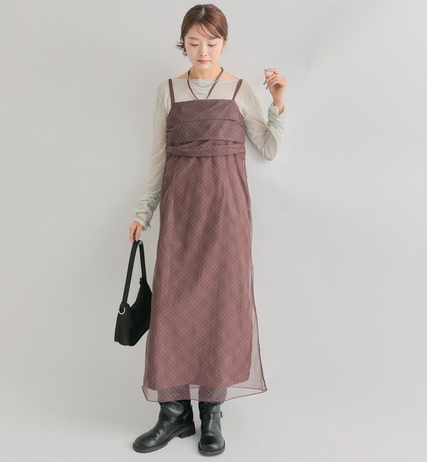 クラネ シアーチェックキャミワンピース バイアスチェック柄キャミソールワンピース[gn393] | レディース