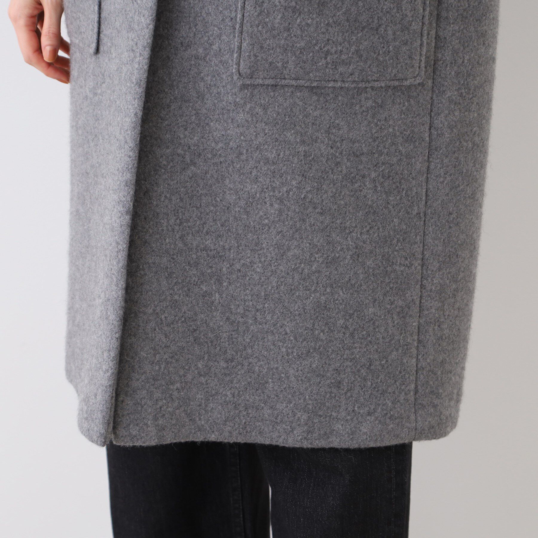 INDIVI(インディヴィ) カシミヤ混 ロングコート 日本製／カシミヤ混】ガウン風ロングコート（ノーカラーコート