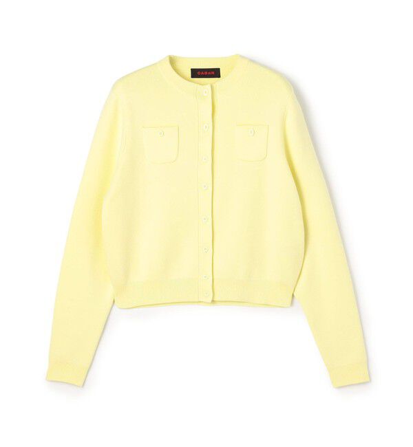 CABaN コットンカシミヤ クルーネックカーディガン　ライトグリーン CABaN セーター ニット コットンカシミヤ ポケットクルーネック