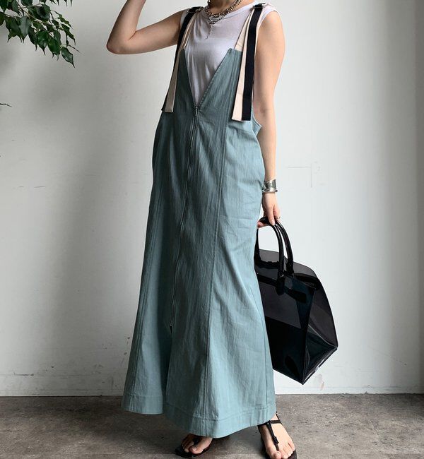 裾フリンジデニムジャンスカ ポリーヌブロー 裾フリンジ デニム