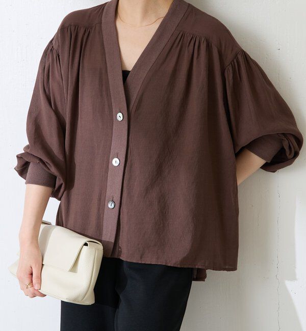 【新品タグ付】強撚シアーシャツカーディガン　ブラック　完売品 強撚シアーシャツカーディガン｜ルミネのファッション通販