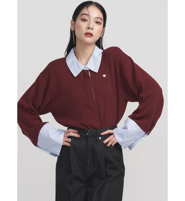 ラグナムーン　シャツカラーカフスニットプルオーバー POLO BCSコラボ】シャツカラーカフスニットプルオーバー