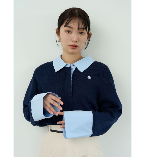 ラグナムーン　シャツカラーカフスニットプルオーバー POLO BCSコラボ】シャツカラーカフスニットプルオーバー