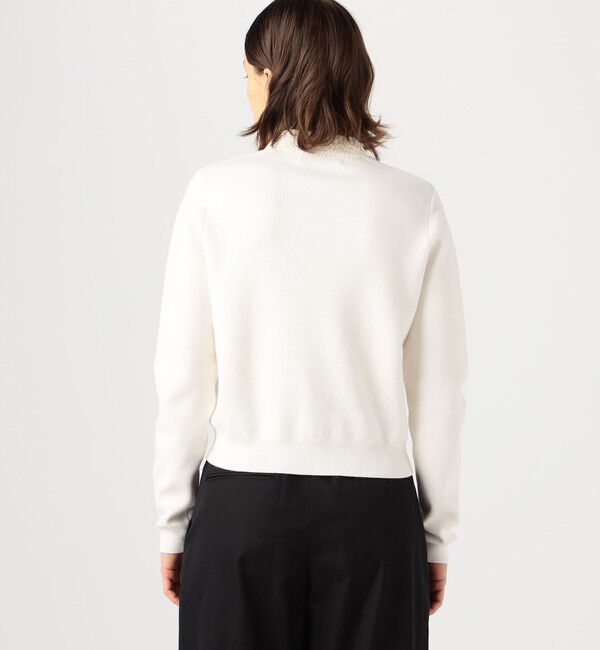 CABaN キャバン コットンカシミヤ レースコンビカーディガン 白 美品 CABaN キャバン コットンカシミヤ レースコンビカーディガン 白 美品