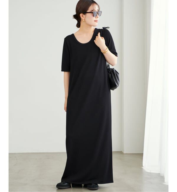 Rib ハーフスリーブ ワンピース　ブラック 追加》Rib ハーフスリーブ ワンピース 4（Plage）｜ルミネの