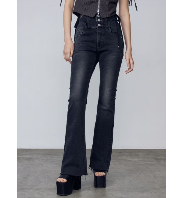 サイドオープンハイウエストフレアパギンス（EMODA）｜ルミネの