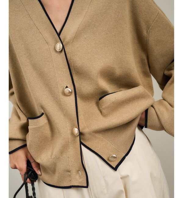 WEB限定】メタルボタンスウェットライクラインカーディガン 2